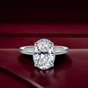 2.15 Ct Oval Cut Lab Created IGI Diamond Wedding Ring 14k White Gold E F VS - Picture 1 of 13