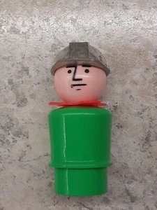 De colección Fisher Price Little People Trabajador de la Construcción Cuerpo Verde Plateado Duro Ha - Imagen 1 de 6