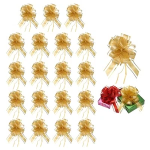 20 Pcs Large Pull Bow Gift Wrapping 9 Inch Ribbon Organza Metallic Gold Bows ... - Picture 1 of 6