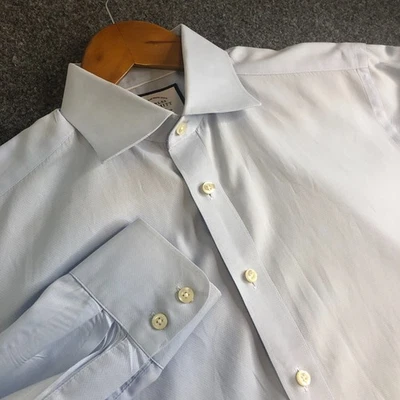 Camisa Charles Tyrwhitt Para Hombres 15.5 34 Azul Sarga Delgada Algodón Egipcio Barril Foto 1 de 4