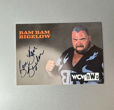 Topps WCW 1999 nuevo sin etiquetas Bam Bam Bigelow autógrafo auténtico rara vez visto muy escaso Foto 1 de 4