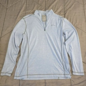 Orvis Classic Collection Shirt Mens Medium 1/4 Zip Pullover Blue Long Sleeve - Picture 1 of 13