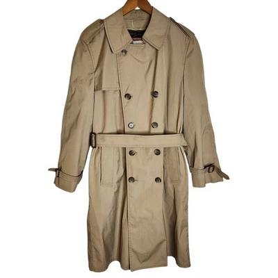 Trench coat masculino vintage London Fog by Greenwood peito duplo com forro Rem 40R - Imagem 1 de 4