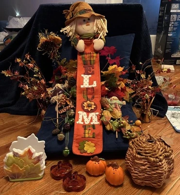 LOTE DE 20 piezas DECORACIÓN DE OTOÑO - Espantapájaros de bienvenida, decoración de pomo de puerta con campanas... Foto 1 de 4