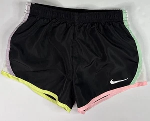 Nike DRI-FIT Girls Tempo Running Shorts Fully Lined Black & Multi Color Size 6 - Picture 1 of 5