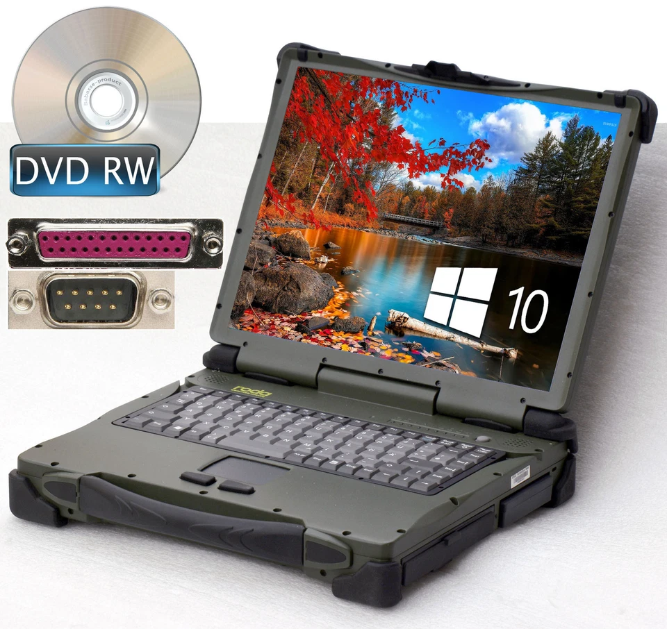 RODA ROCKY III+ NOTEBOOK 15" 38cm SSD RS-232 LPT PARALLEL MIT BAT WINDOWS 10 RO6 - Bild 1 von 4