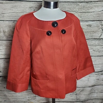 CHAQUETA CORTA CLASSIQUES ENTIER MANGA 3/4 CHAQUETÓN CORTO GABARDINA BLAZER NARANJA S Foto 1 de 4