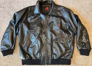 Winchester Black Leather Jacket Men's Size XL Quilted Lining Soft Heavy Bomber - Picture 1 of 13