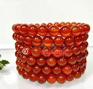 Wholesale Lot 6 Pcs Natural Carnelian 8mm 7.5” Crystal Healing Stretch Bracelet - Picture 1 of 7