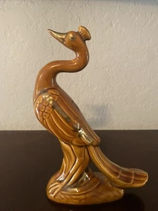 Vintage 1970’s Maurice California Golden Peacock Ceramics Figurine 12” Perfect - Picture 1 of 13
