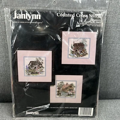 Janlynn Cottage Trio Kit de puntada cruzada contada 6 x 6 pulgadas Juego de tres 09 51 Nuevo Foto 1 de 4