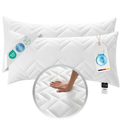 Kopfkissen Kissen 40x80 cm 2er Pack mit Reißverschluss Antiallergisch kochfest - Bild 1 von 4