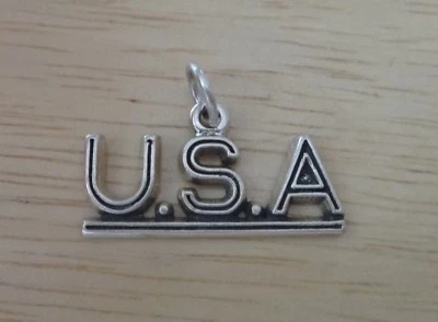 Sterling Silver 12x21mm Patriotic USA United States of America Charm - Image 1 of 3