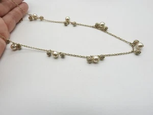 Collar de cadena con cuentas de diamantes de imitación transparentes de perlas de imitación blancas firmadas por Ann Taylor de colección - Imagen 1 de 5