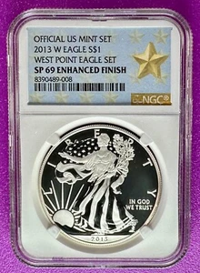 2013 W $1 Westpoint American Silver Eagle NGC SP69 Enhanced Finish ASE (008) - Picture 1 of 2