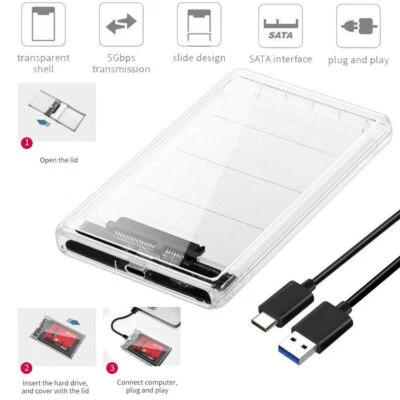 2.5 Inch Hard Drive Enclosure 5Gbps USB C to 3.1 SATA External Hard Drive Case - Image 1 of 4