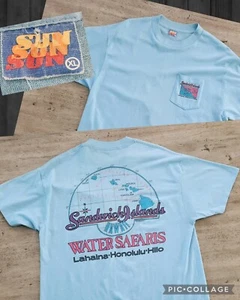 Vintage 80s Sandwich Islands Water Safaris T-Shirt Hawaii Lahaina Honolulu Hilo - Picture 1 of 10