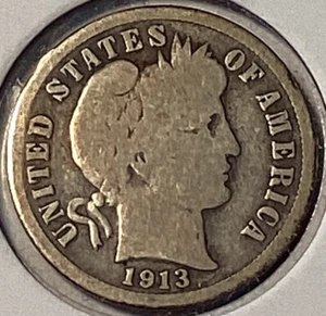 1913 S Barber Dime - Picture 1 of 2