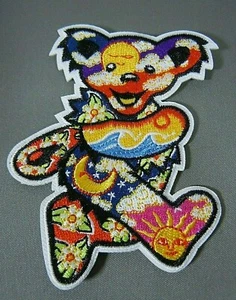Grateful Dead - Hippy Bear Embroidered Iron-On Patch 3 1/2" - Picture 1 of 2