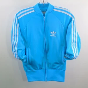 Adidas 3 Stripe Trefoil Vintage Youth Warm Up Track Jacket Teal Blue XS - Picture 1 of 10
