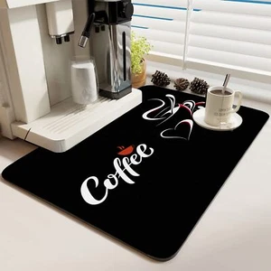 Coffee Bar Mat Rubber Dish Drying Mat For Kitchen Counter Coffee Mat for Home... - Picture 1 of 7