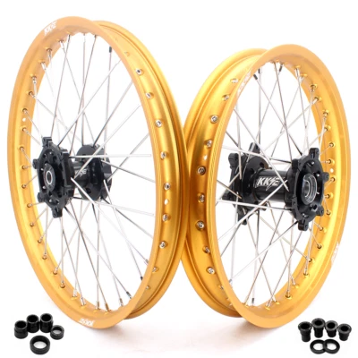 KKE 21/19 MX Spoked Wheels fit Suzuki RM250 1996-2008 RM125 96-2007 CNC Gold Rim - Image 1 of 4