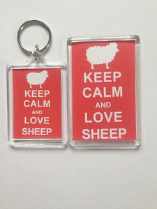 Llavero o imán de nevera Keep Calm And Love para ovejas = idea de regalo ideal - Imagen 1 de 3
