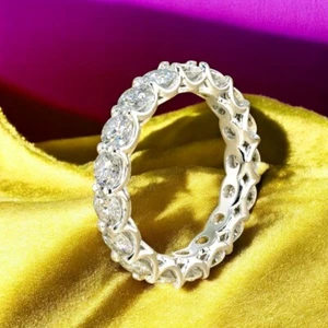 14K White Gold Eternity Wedding Band Lab Grown 3.00 Ct Round Diamond 6 7 8 - Picture 1 of 9