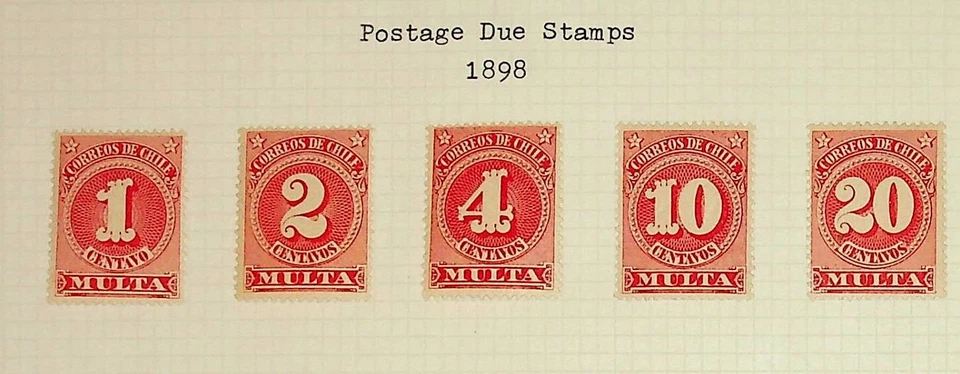CHILE SC J43-47 EDICIÓN LH DE 1898 - JUEGO DE FRANQUEO DEBIDO Foto 1 de 1