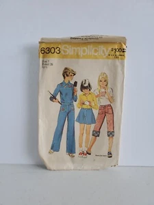 Vtg Simplicity Sewing Pattern 6303 Girls Unlined Jacket Short Skirt Pants Size 7 - Picture 1 of 3