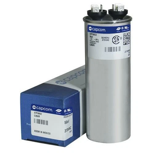 CAPCOM GE / Genteq 50 uf 370 VAC Round Run Capacitor C350R 97F9802