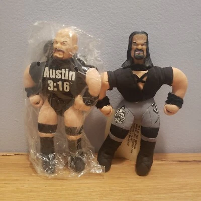 Stone Cold Steve Austin & The Undertaker 1999 WWF Mini Wrestling Buddy Keychain - Image 1 of 3