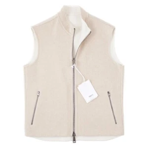 Manto Reversible Beige and Cream Soft Flannel Cashmere Vest M (Eu 48) NWT - Picture 1 of 7