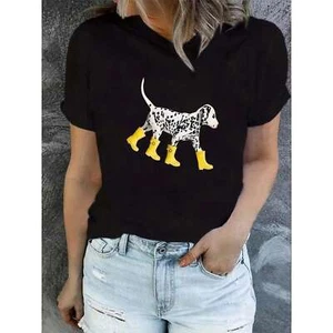 Women's Cute Spotted Dog Casual Sports T-shirt,suitable for Daily Activities - Picture 1 of 12