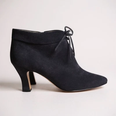 Botín al tobillo Newport News vintage de gamuza negro con cordones para mujer talla 7,5 victoriano Foto 1 de 4