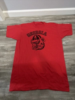 Vtg 80s Georgia Bulldogs T Shirt Sz L Red SS Made in USA College NCAA - Image 1 of 4