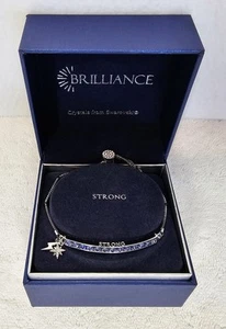 Brilliance Swarovski Blue Crystal Silver Adjustable Chain Bracelet STRONG NIB - Picture 1 of 8