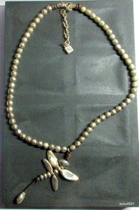 Rare Vintage Spain UNO de 50 Stylized Dragon Fly 20” Bead Necklace Lobster Claw - Picture 1 of 5
