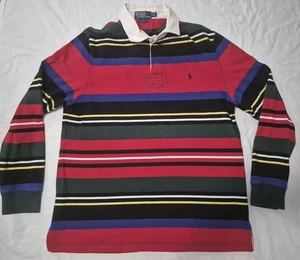 Vintage Polo Ralph Lauren Striped Rugby Long Sleeve Shirt Men’s XL Red Blue 90s - Picture 1 of 6