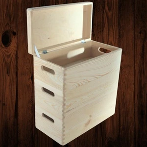 3 Etagen Lang Holzkiste Set Stapelboxen mit Deckel Schmaleinheit 40x20x40,5 cm - Bild 1 von 12
