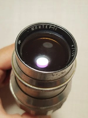 JUPITER - 11 Soviet Vintage lens 4 / 135mm Mount M42 - Silver Telephoto lens - Image 1 of 4