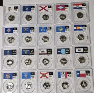 2003 - 2006 S State SILVER PCGS 69 DCAM Twenty Coin Quarter Set In PCGS BOX. - Picture 1 of 3