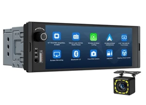 Wireless CarPlay Android Auto 6.36" 1DIN Car Stereo Radio GPS Sat Nav Bluetooth - Picture 1 of 11