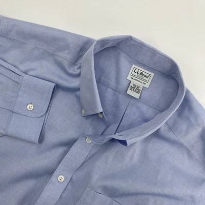 Camisa de Vestir LL Bean Para Hombres 17.5 Extra Grande Azul Tradicional Oxford Negocios Hiedra Foto 1 de 4