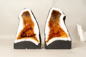 Par de catedrales de geoda de citrino a juego con druzy naranja brillante - Imagen 1 de 10