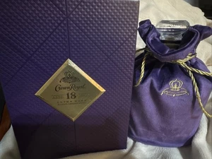 Crown Royal 18 extra seltene 750 ml leere Mehrwegflasche mit Box & Tasche - Bild 1 von 10