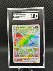 Pokémon Lost Origin Aerodactyl VSTAR 199/196 Rainbow Secret Rare SGC 10 Gem Mint - Picture 1 of 4