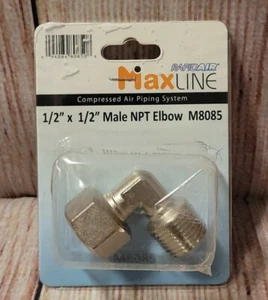 Maxline 90 Degree Elbow Fitting 1/2 Tubing x 1/2" Male NPT Compressed Air M8085 - Picture 1 of 2