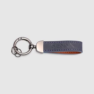 Ayrton Senna Official Formula 1 Leather And Metal Keyring Navy Blue - Picture 1 of 4
