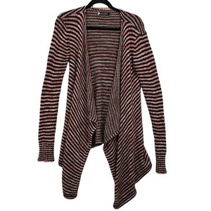 Volcom Sweater Womens Small Red Black Swayed Wrap Waterfall Open Drape Front - Picture 1 of 11